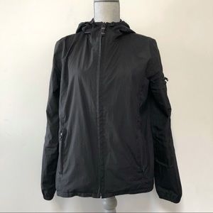 Old Navy black windbreaker jacket zip water repellent